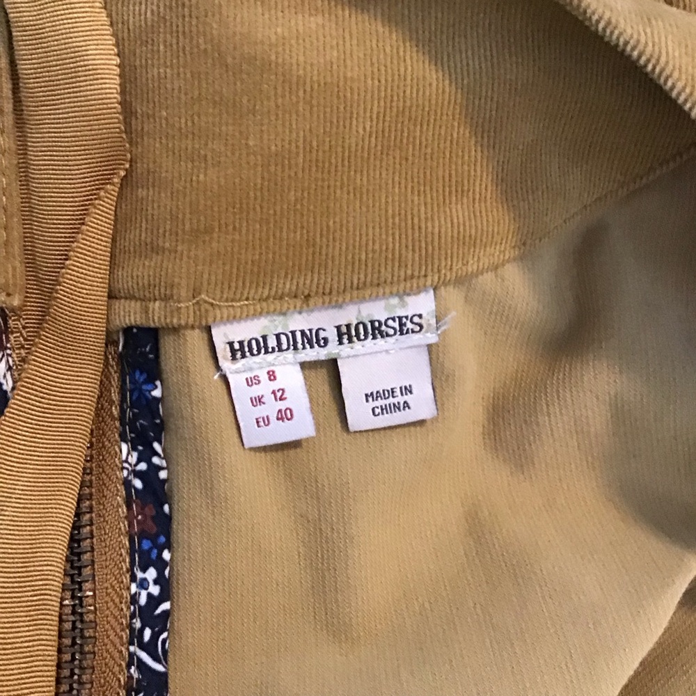 NWOT Anthropologie HOLDING‎ HORSES Mustard corduroy Midi Dress - Picture 4 of 7